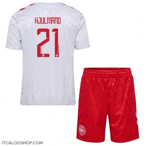 Danimarca Morten Hjulmand #21 Seconda Maglia Bambino Europei 2024 Manica Corta (+ Pantaloni corti)